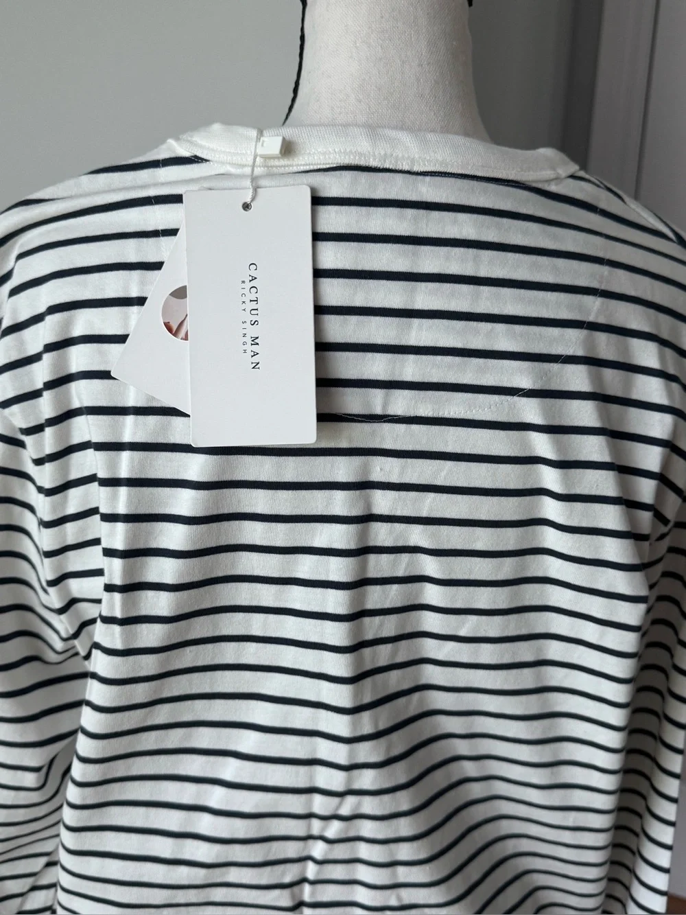 Cactus Man by Ricky Singh striped long sleeve tee L mallard duck coastal Preppy